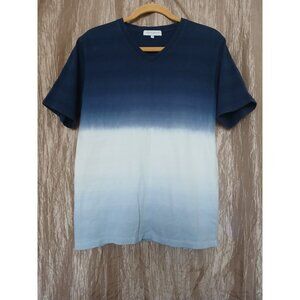 United Arrows Ltd A Day In The Life V Neck Shirt Mens M Blue Short Sleeve Ombre